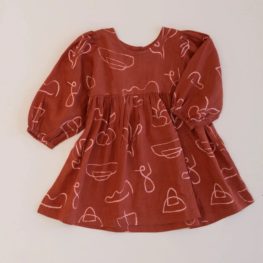 Dos Linen Kids Babydoll Dress in Sienna / 18-24M